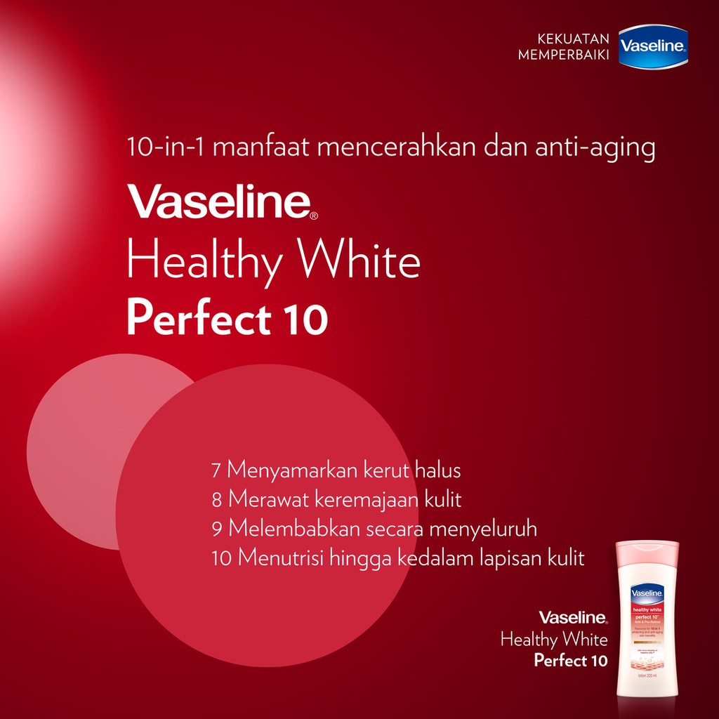 VASELINE HEALTHY BRIGHT PERFECT 10 AHA 200ML HAND BODY LOTION KOSMETIK