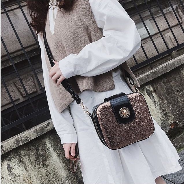 TAS SELEMPANG #ELV89149 GLOSSY AND BLINK HIGH QUALITY IMPORT