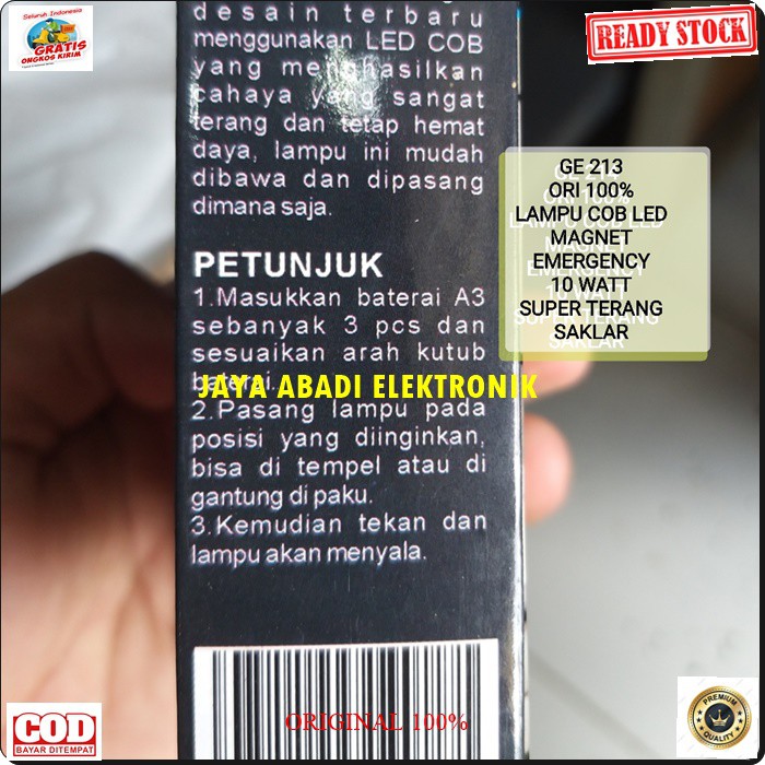 G213 MITSUYAMA LAMPU LED EMERGENCY RUMAH MAGNET DINDING WALL TEMBOK TEMPEL PUTOH COB 10 WAT MAGNETIK TERANG SAKLAR SINAR CAHAYA LAMP SENTUH PORTABLE ADA MAGNET UNTUK NEMPEL DI BESI