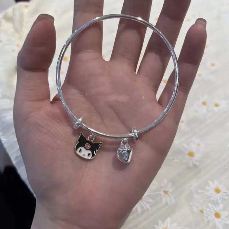 Gelang Giok Laurel Dog Kulomi Warna Silver Gaya Korea Untuk Pasangan