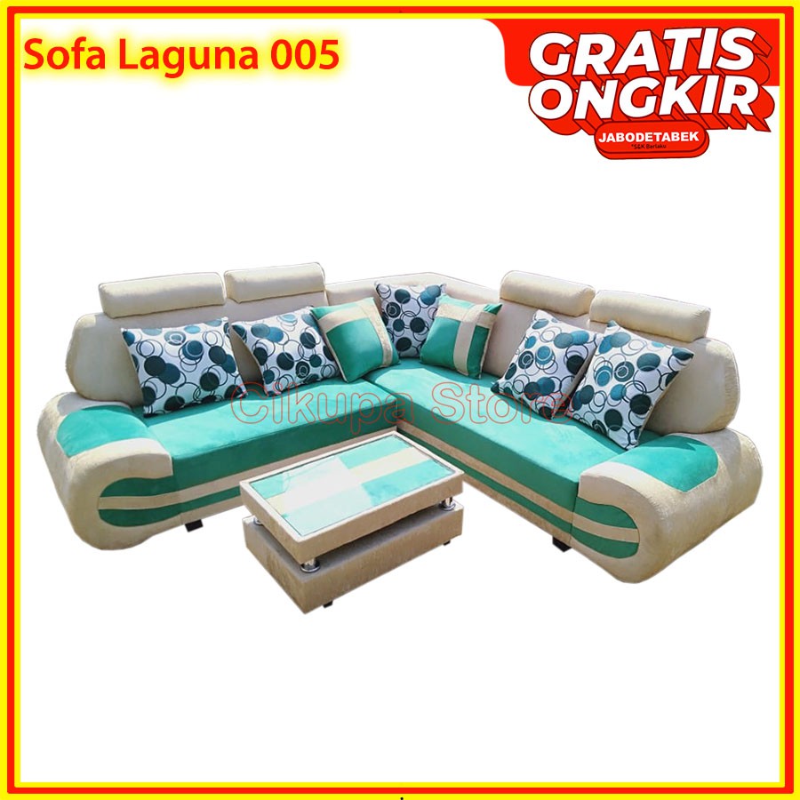 SOFA LAGUNA 005 + MEJA (Kursi, Sofabed, Sofa Kancing, Kursi Raung Tamu) - Khusus Jabodetabek