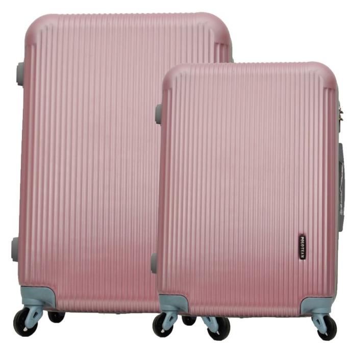 BAYAR DITEMPAT Koper hardcase polo twin 1 set dpt 2koper 20in dan 24in - Merah Muda SPECIAL Kode 500