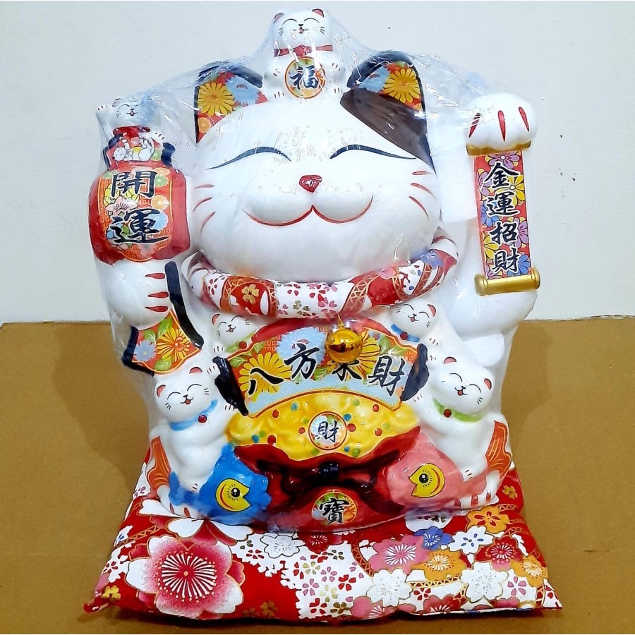 Maneki Neko Kucing Tangan Goyang Pajangan Kucing Hoki Besar Jumbo