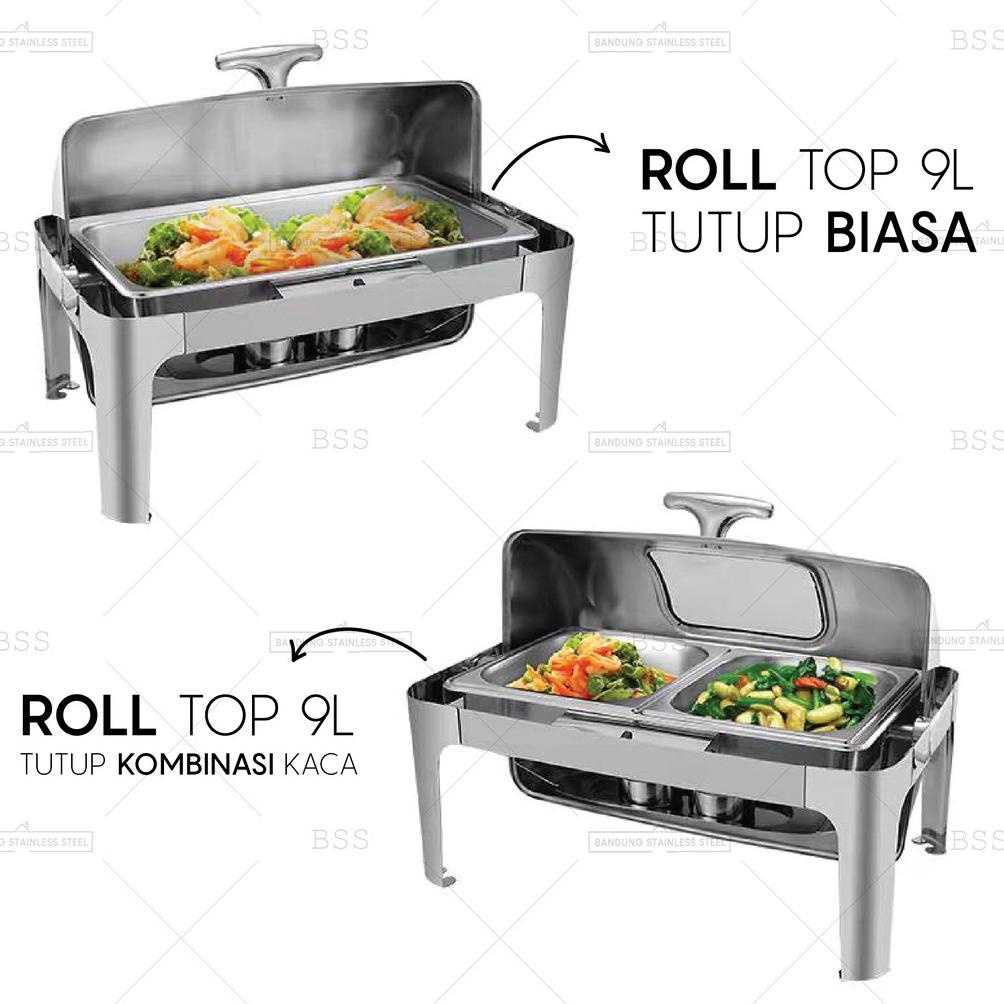 Roll top 9L chafer chafing dish stainless steel wadah saji Prasmanan