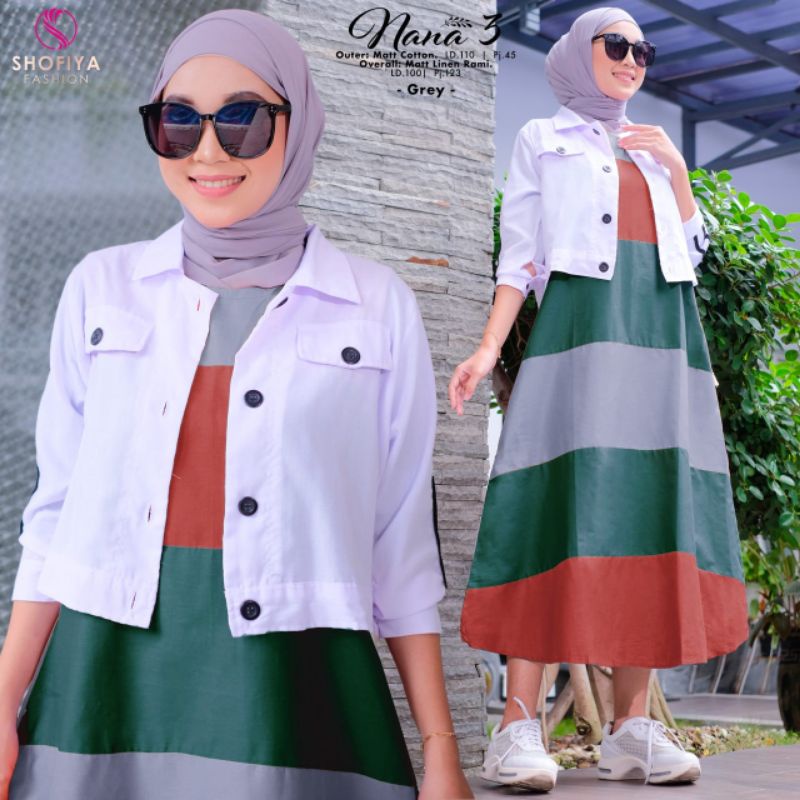 NANA#3 & LALA SET ORI SHOFIYA FASHION/SFS SHOFIYA (SETELAN OVERALL+CARDI)