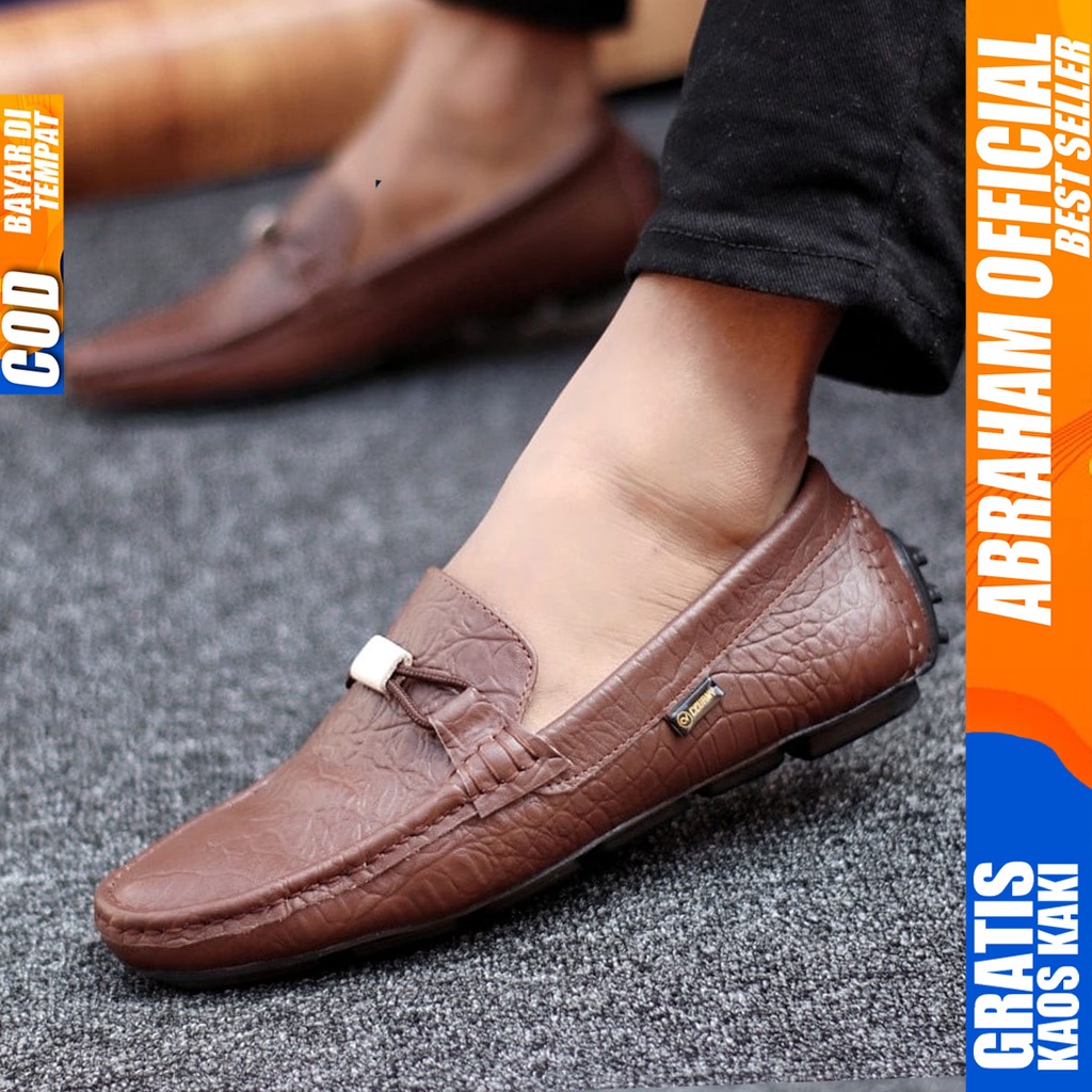 Abraham Paris -Sepatu Loafers Casual Pria Pantofel Anti Slip Kantor Sepatu Cowok