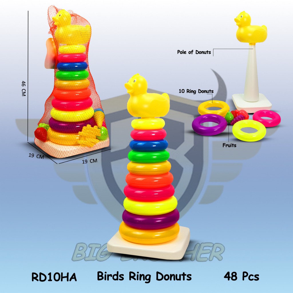 PROMO HKF-RD10HA Mainan Anak Ring Donat Susun Bongkar Pasang Tower Round Stacking Gajah Bebek