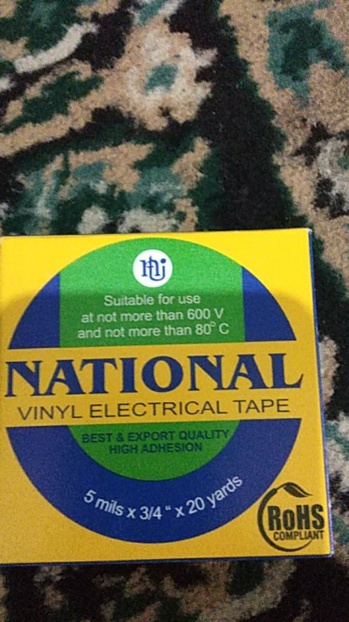 Isolasi Listrik Hitam National 3/4 20 Yards Vinyl Electrical Tape Black Selotip Solasi Nachi