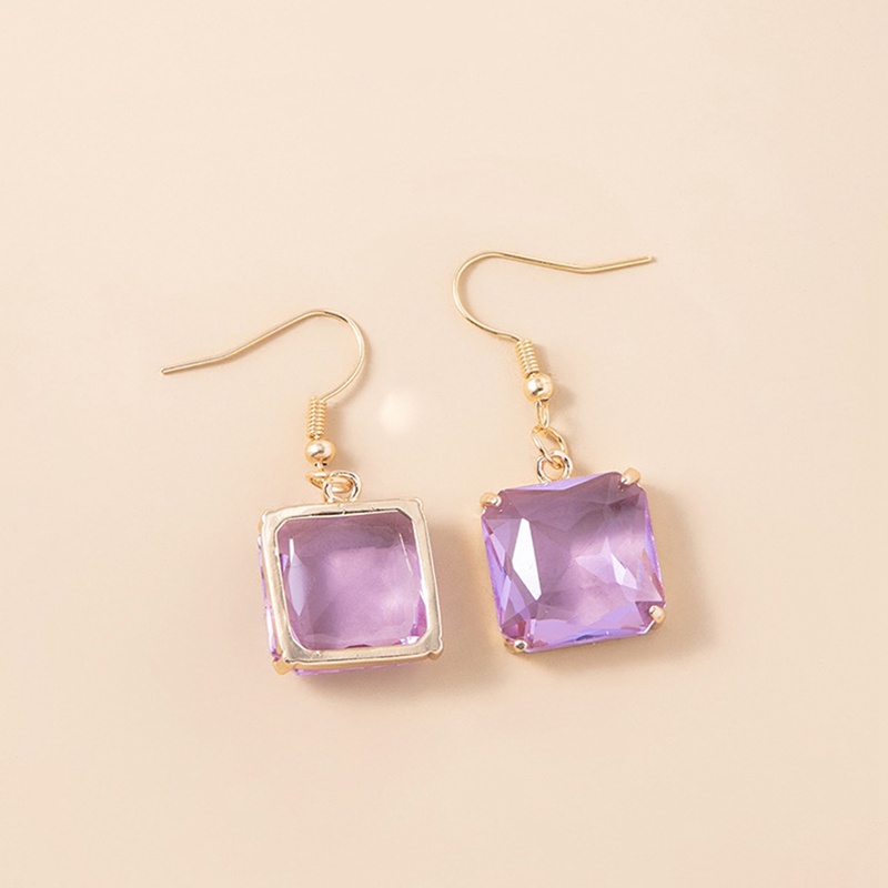 Anting Tusuk Gantung Bahan Resin Desain Geometri Hias Kristal Hijau Gaya Vintagebarok Untuk Wanita