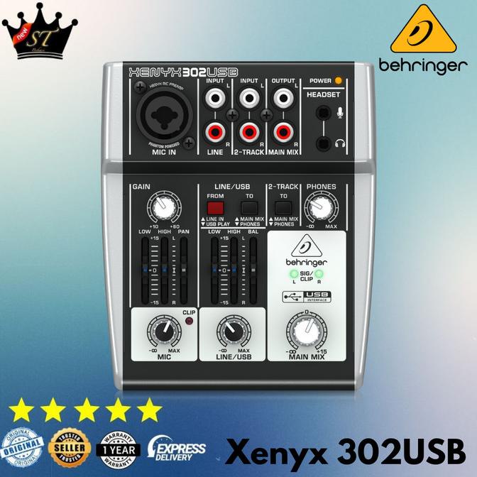 Mixer BEHRINGER XENYX 302 USB dengan USB / Audio Interface