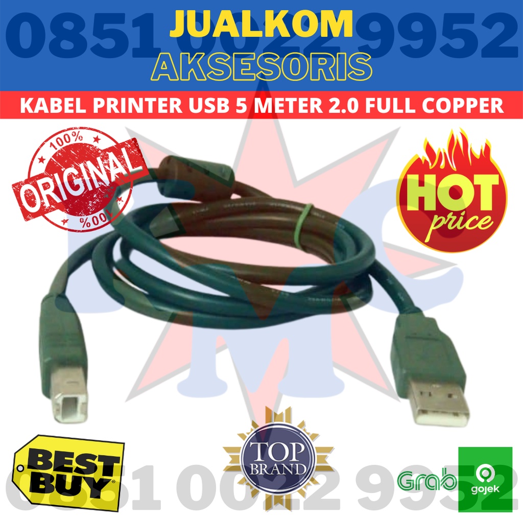 KABEL PRINTER USB 5 METER 2.0 FULL COPPER