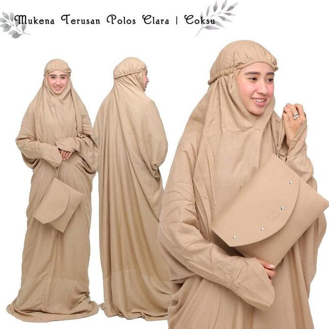 MUKENA DEWASA BALI TERUSAN POLOS CLARA COKLAT SUSU