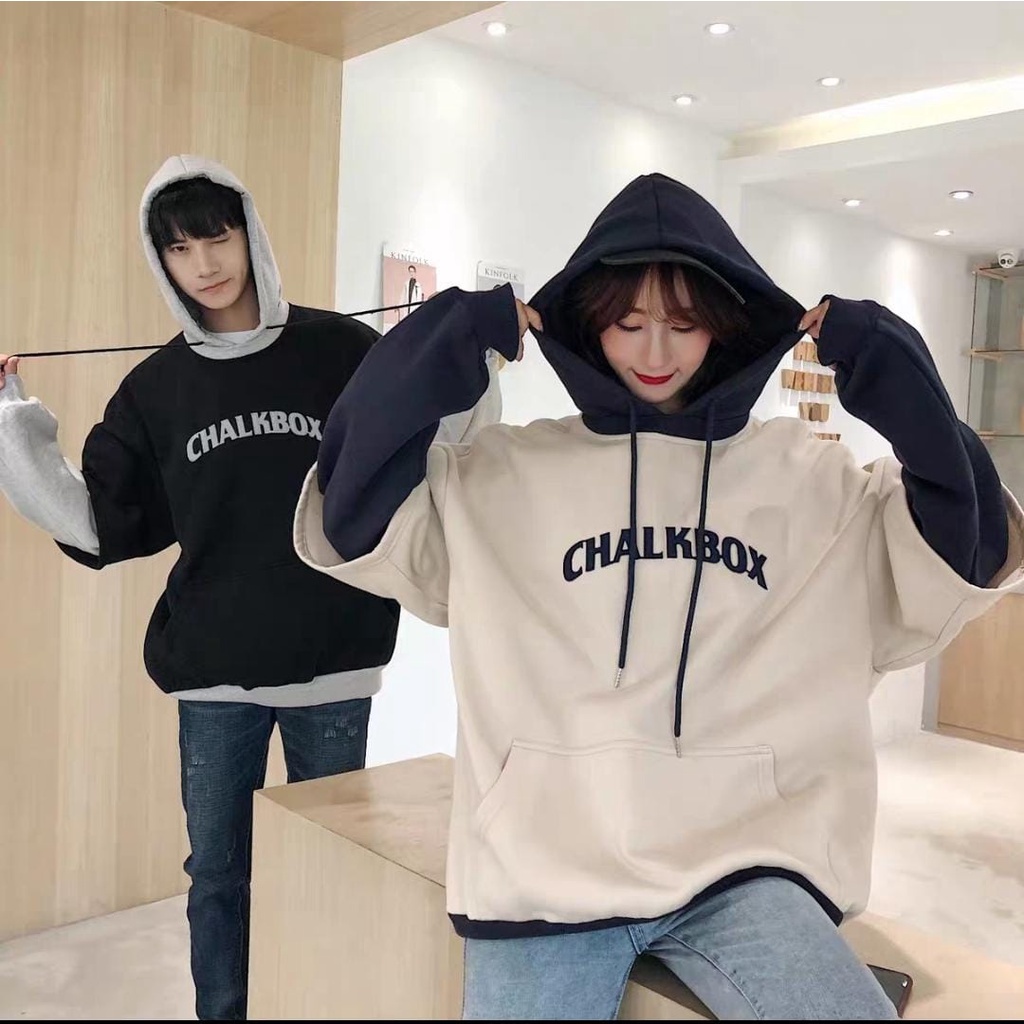 CHALKBOX Hoodie Sweater Oversize Pria Wanitta Atasan Jacket Model Terbaru Gaya Kasual Ala Korean