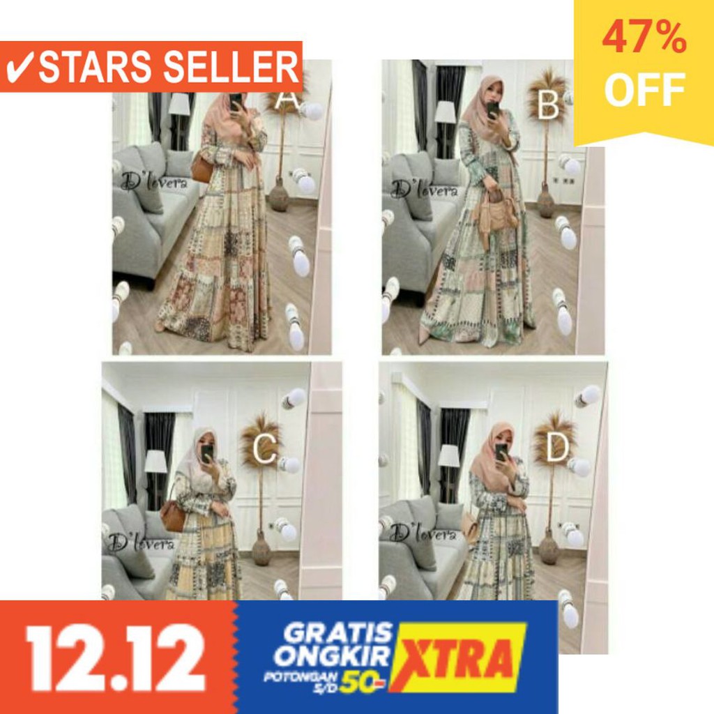 BAJU LEBARAN PAKAIAN MUSLIMAH SYARI BERGO BALOTELI / Gamis Syari Noora Original By D'LOVERA
