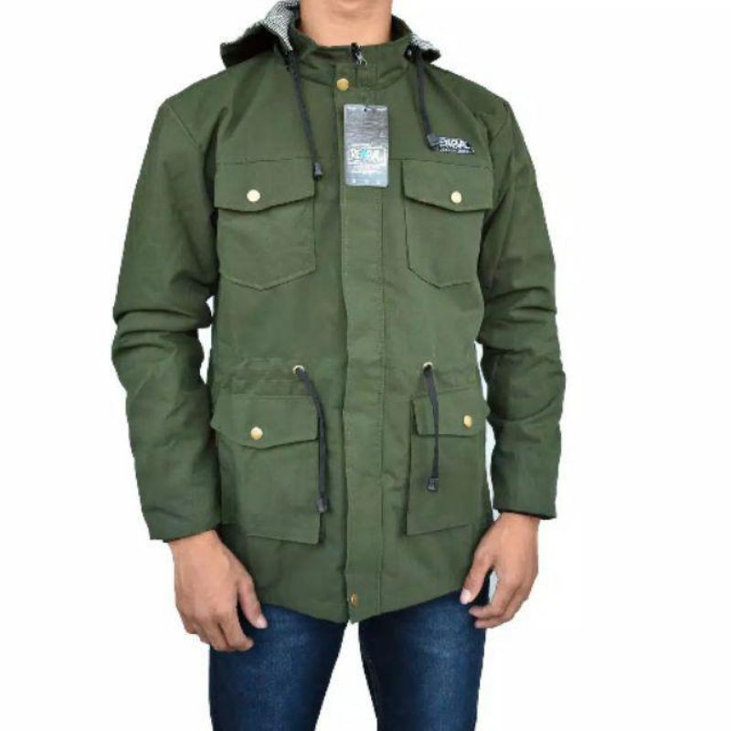 Jaket Parka Canvas Pria Polos