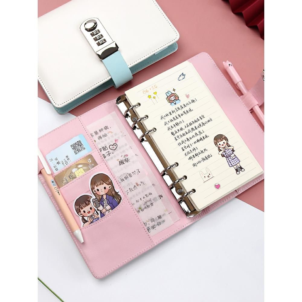 

✷Kunci kata sandi lepas-lepas buku pegangan multi-fungsional kunci sabuk diary notepad sederhana alat tulis siswa notebook