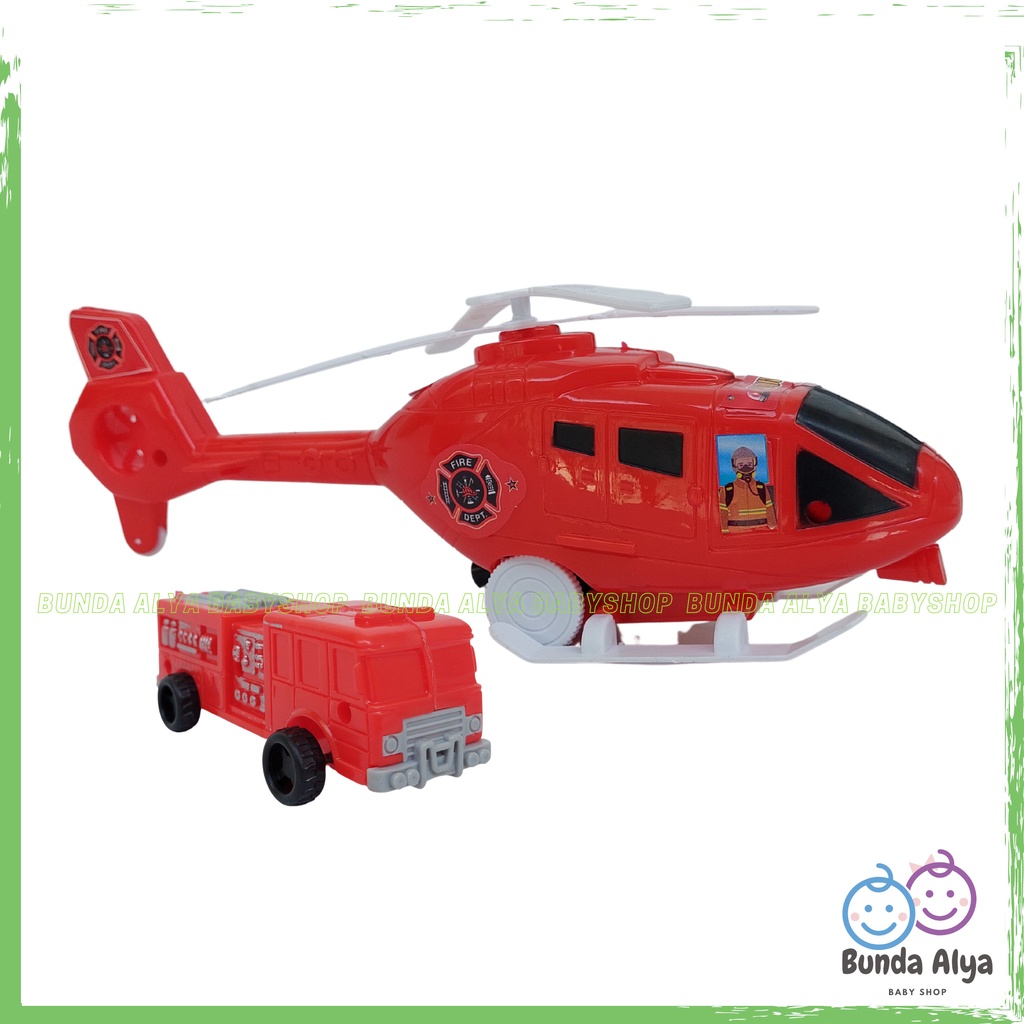 Mainan Anak Helikopter The Rescue Team - Mainan Helikopter Pemadam Kebakaran Tarik Jalan SNI - Mainan Anak Laki