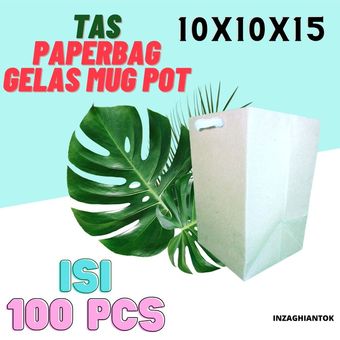 

(TERLARIS) 100Pcs Tas Kertas 10X15 Paperbag Souvernir Paper Bag Kantong
