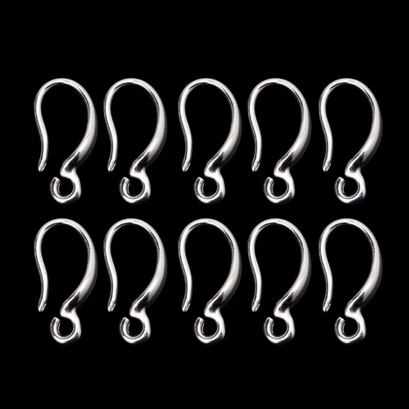 10pcs / Set Kait Holder Anting Bahan Sterling Silver 925 Gaya Perancis Untuk Perhiasan Diy