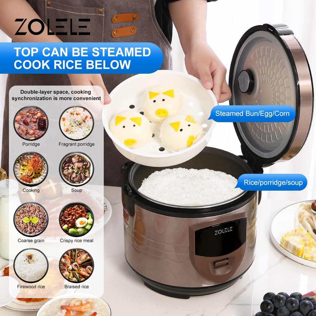 ZOLELE Rice Cooker Mini Penanak Nasi 3-5 Porsi Eletric Pressure Cooker Multi Non Stick Cooking Pot Panci Elektrik Multifungsi Steamer Low Watt Home Kitchen ZB501