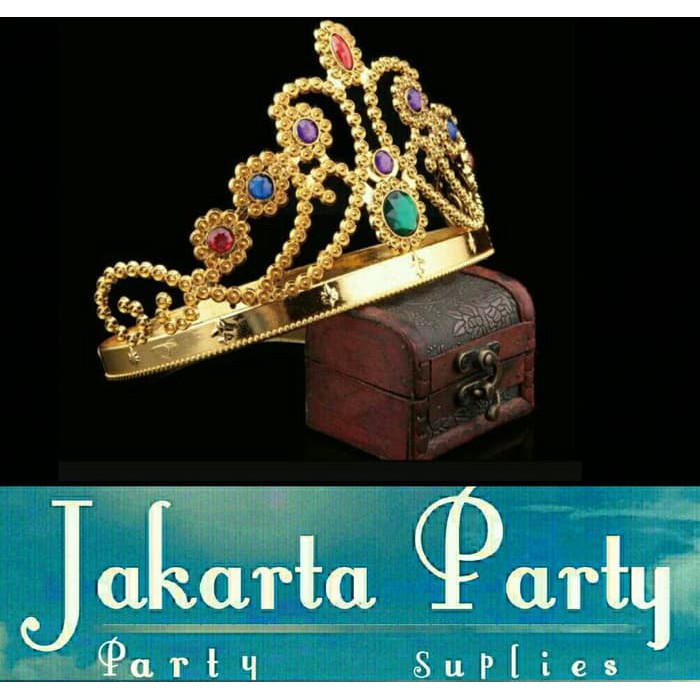 Gold Queen Crown PANJANG/ Mahkota Ratu / Mahkota Pesta / Mahkota Ultah