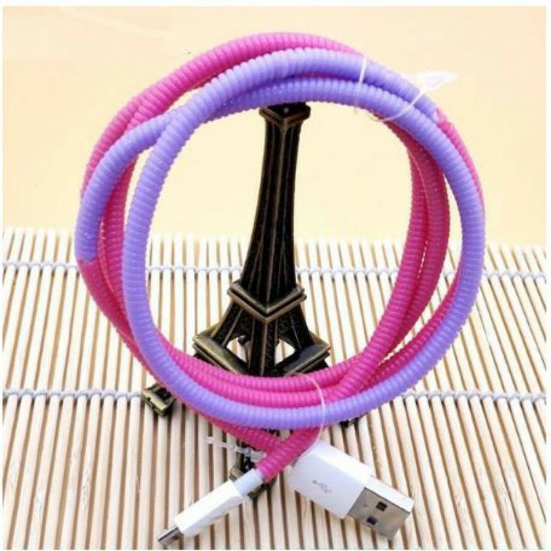 Pelindung Kabel charger cas Spiral 1 Warna Cord Protector Lilit Gulung Cable Data Charger Headset Solid