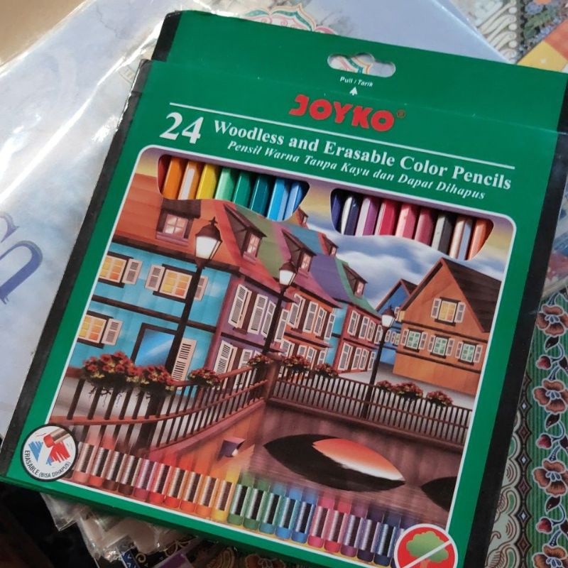 

pensil warna Joyko bisa dihapus isi 24