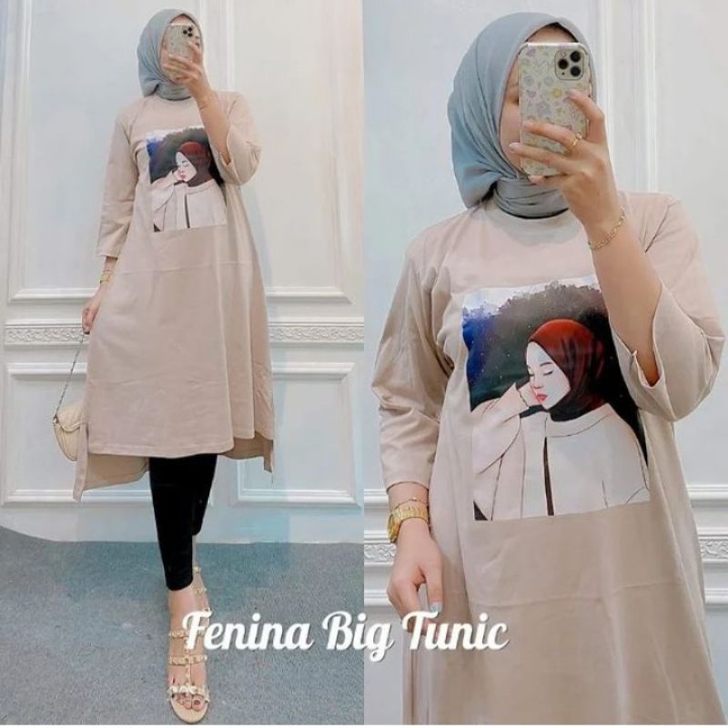 FENINA MIDI/gamis midi fashion muslimah terlaris bahan combed 24s aplikasi sablon