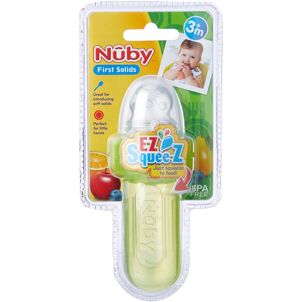 Nuby Mini Squeeze Feeder With Case Green Hijau