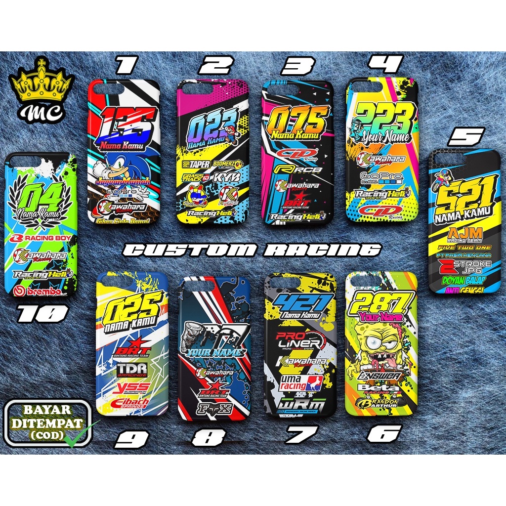 Mahkota Case Custom Racing Bisa Pakai nama Dan nomor - Case Alltype - Custom Case - Case Racing - Ca