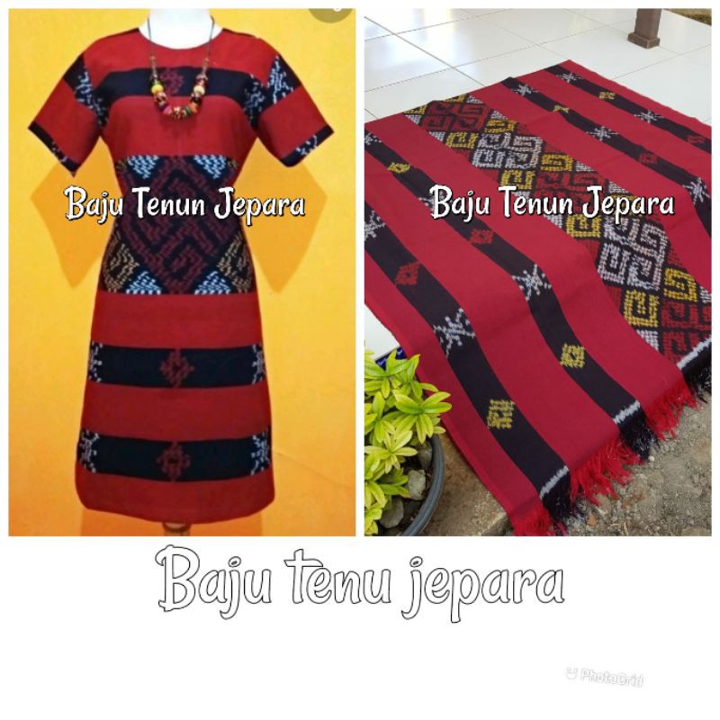 Dress tenun jepara motif insani toraja baju tenun jepara etnik DTB85