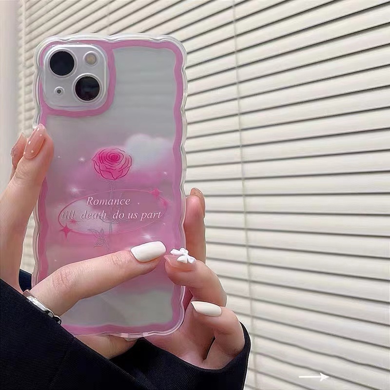 Soft Case Silikon TPU Transparan Motif Mawar Pink Untuk IPhone 13 12 Pro Max 11 XS XR X 8 7 6S Plus Mini