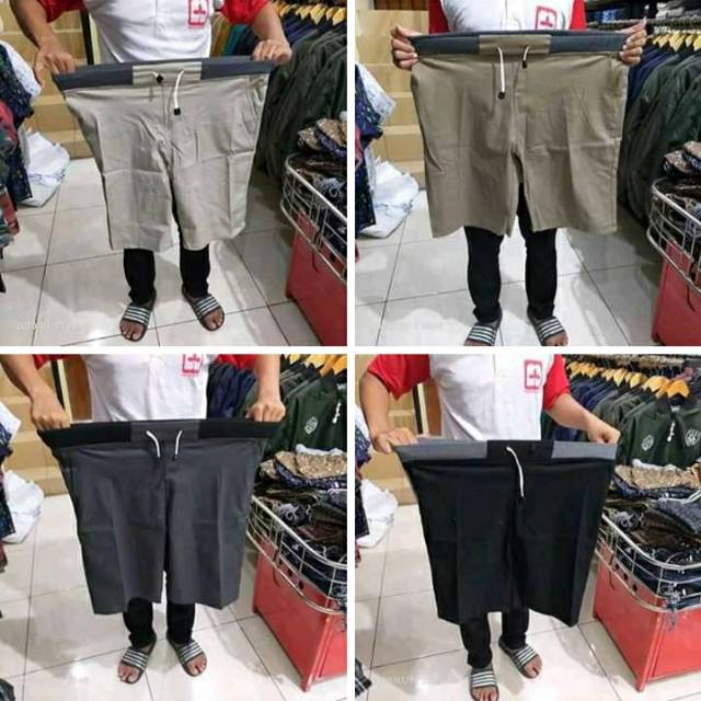 Celana Chino Pendek Pria mick pinggang karet rip krem Pria Celana Chino Pendek Pria mick pinggang karet rip krem Pria