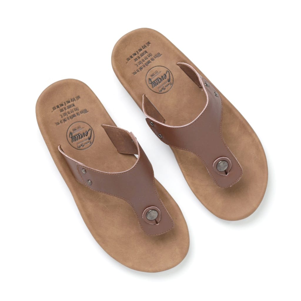 CLOVV|Sandal Kulit Kasual Pria Trendy Kekinian Original Distro Coklat Hitam Murah Cowok