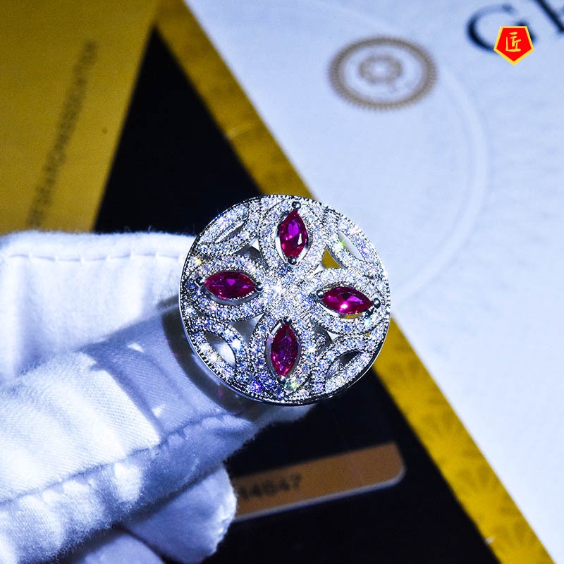 [Ready Stock]Luxury Noble Full Diamond Compass Ring for Women