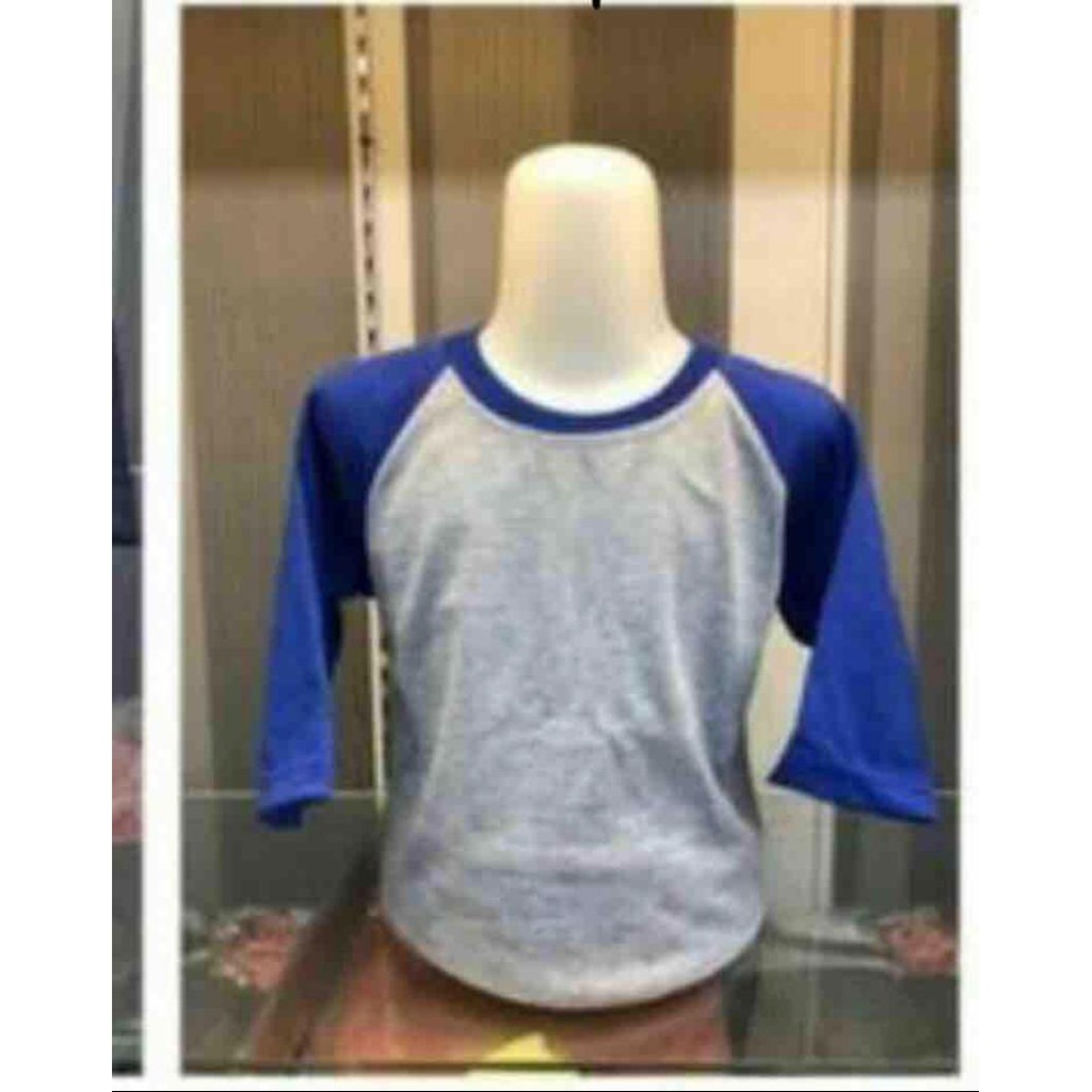 RAGLAN ANAK POLOS LENGAN 3/4 BADAN ABU LENGAN BENHUR MLXLXXL UNISEX