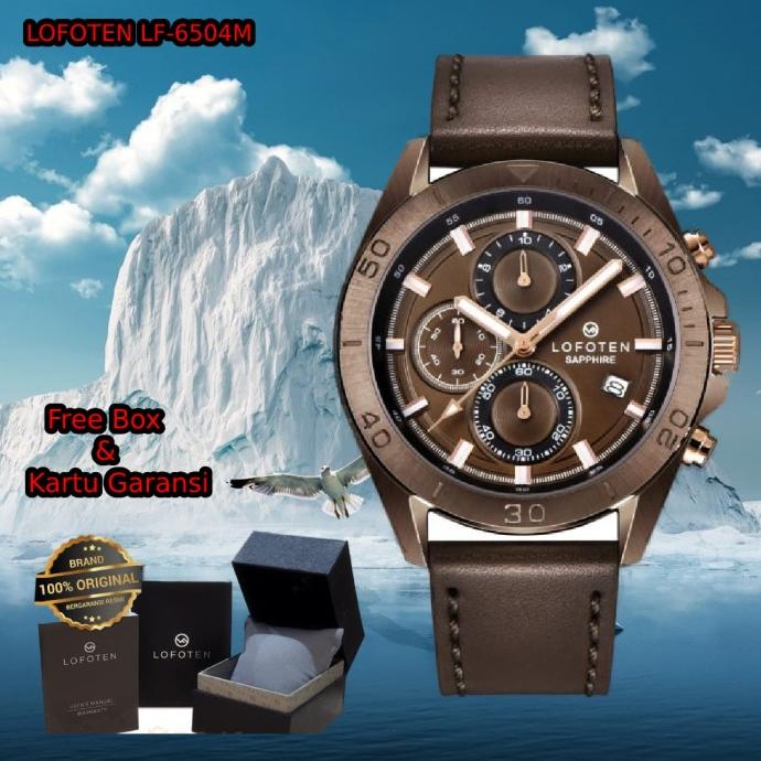 Jam Tangan Pria Lofoten 6504 Shappire Original Tali Kulit Chronograph Barinasstore
