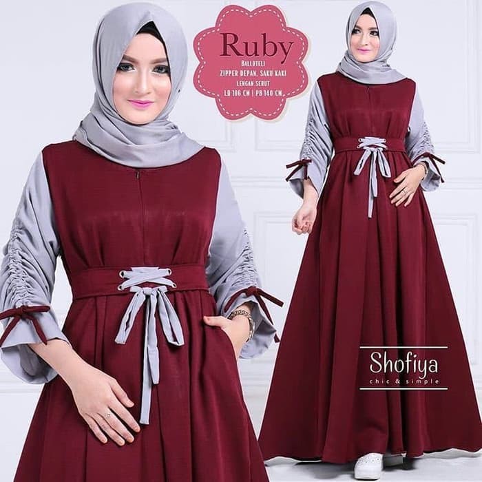 Gamis Lebaran 2020 Remaja Model Busana Terbaru Ed Syari Maur G TP635 Fashion Muslim Baju Ruby Dress