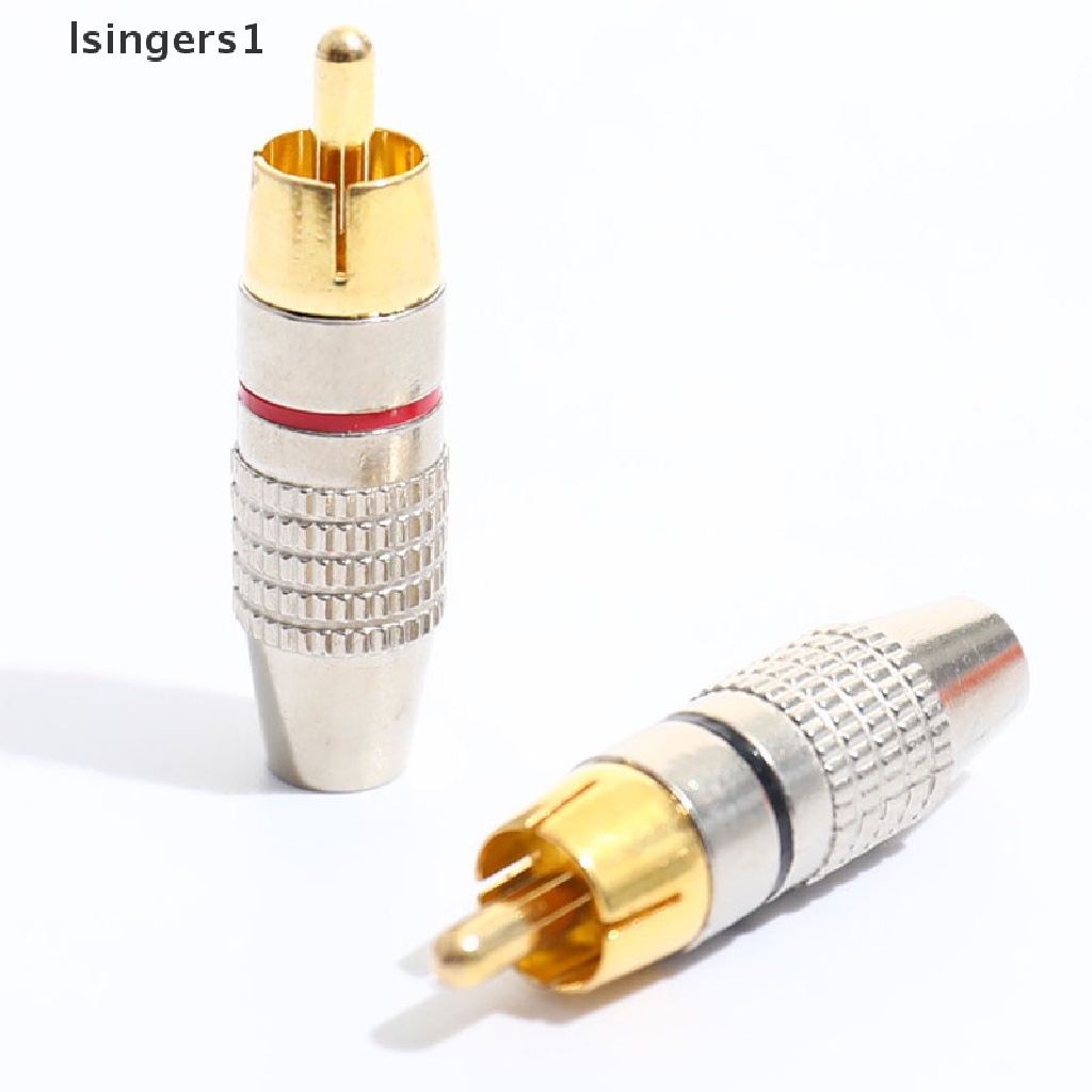 (lsingers1) 10pcs / Set Plug Konektor RCA Male Lapis Emas Untuk Kabel Audio / Video