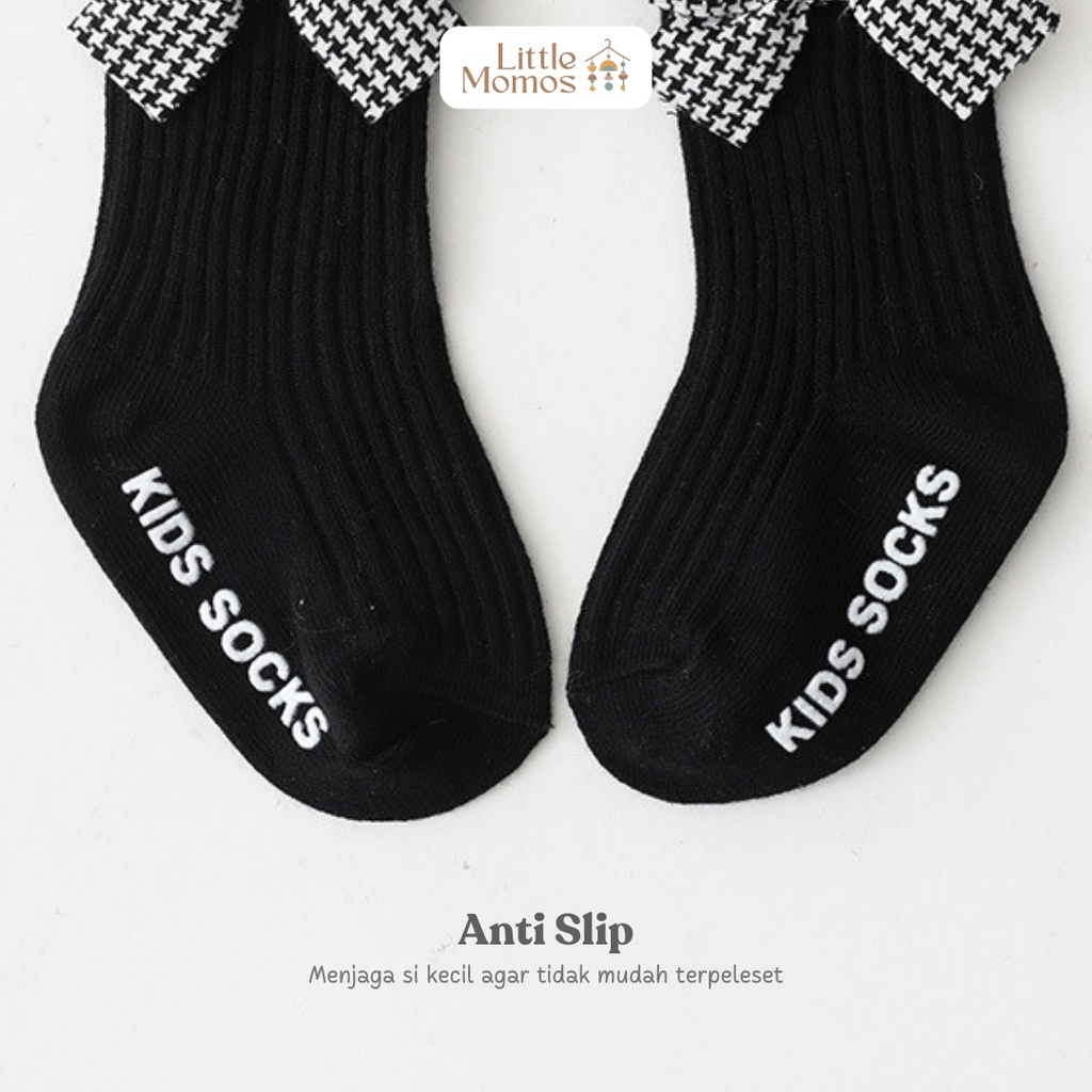 Little Momos Kaos Kaki Panjang Bayi Motif Pita Houndstood 0-3 Tahun / Kaos Kaki Anak Perempuan Pita Catur