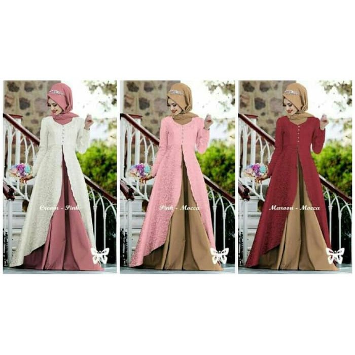 TERLARIS PAKAIAN SET GAMIS WANITA MUSLIM SYARI LEBARAN maxi syari premium branded mewah syar'i syari