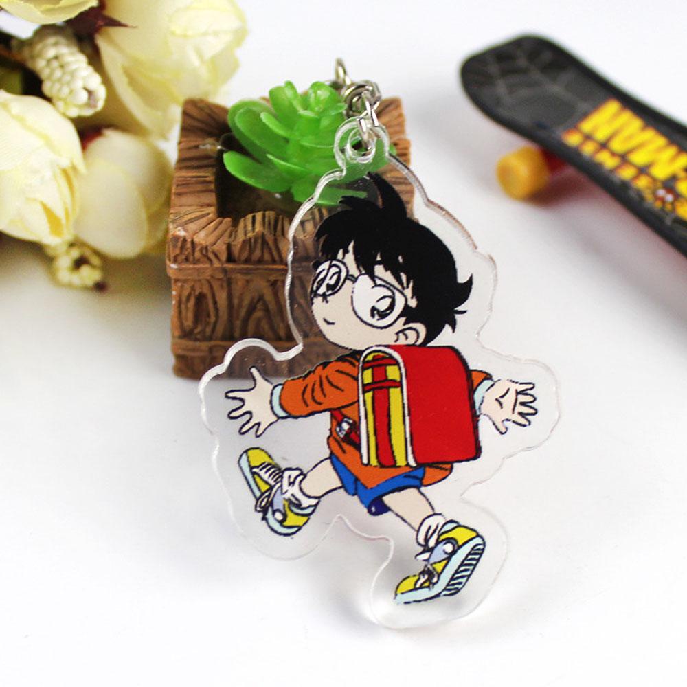 QUINTON Conan Gantungan Kunci Untuk Hadiah Anak Miniatur Detektif Conan Anime Jepang Darah Panas Anime Key Ring