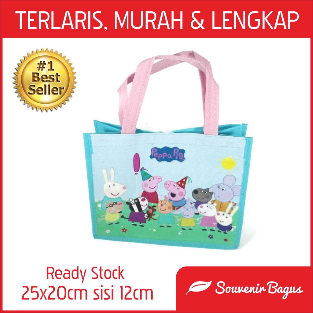 Tas Ultah Anak Peppa Pig / Tas Souvenir Ulang Tahun Peppa Pig / Goodie Bag Pepa Pig Terlaris Murah