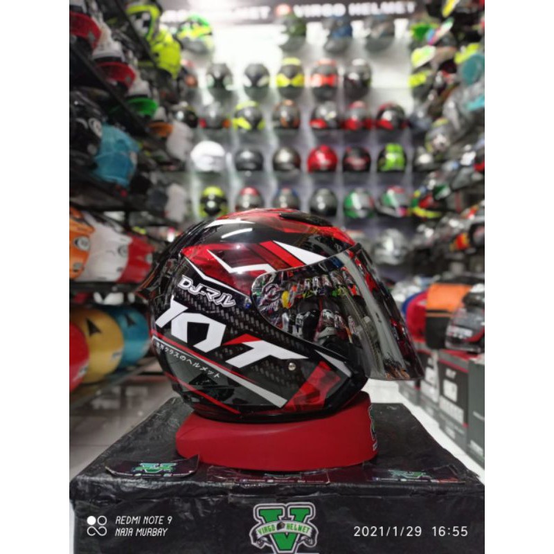 KYT DJ MARU#15 BLACK RED + VISOR VENOM SILVER