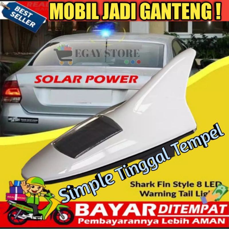 Sirip Hiu Tenaga Surya Antena Sirip Hiu Mobil LED Shark Fin Solar Aksesoris Eksterior Mobil Terlaris