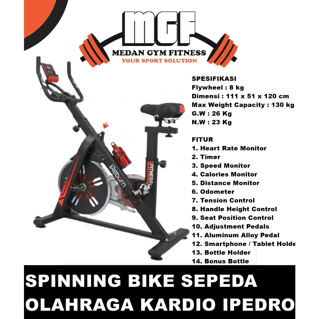 Gratis Ongkir Rakit - Alat Fitness Sepeda Statis Spinning Bike iPedro