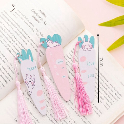 INS Student Office Stationery Bookmark Cute Cartoon Carrot Rabbit Tassel Bookmark