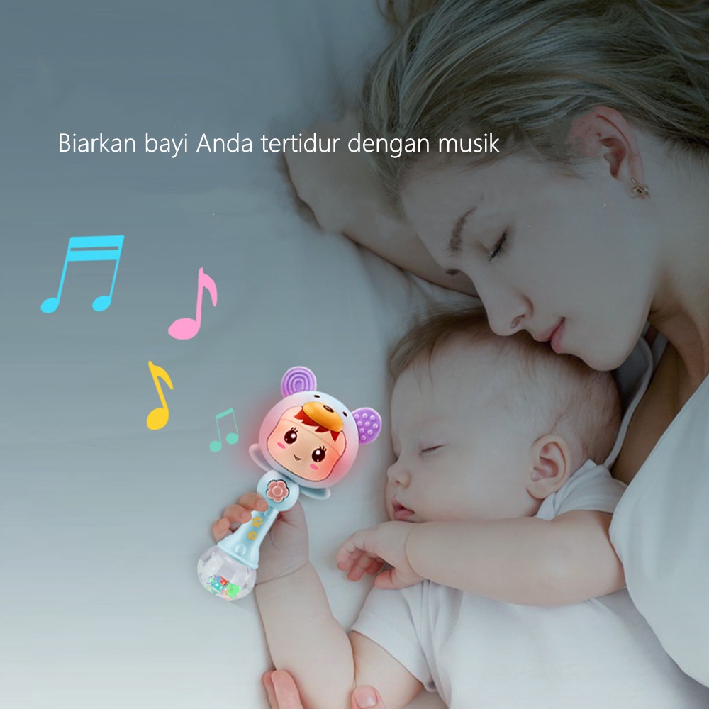 Mamibayi Mainan musik rattle stick dan lampu kerincingan mainan bayi