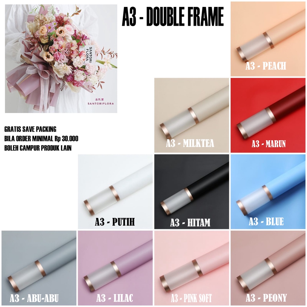 

(DOUBLE FRAME) FLOWER WRAPPING CELLOPHANE PAPER / KERTAS PEMBUNGKUS BUKET BUNGA / KERTAS BUKET