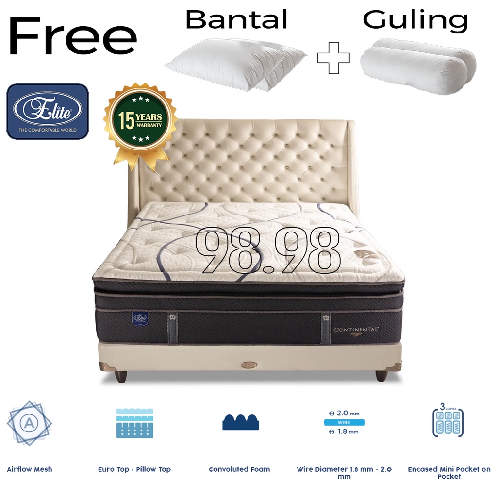 Elite Springbed Continental Latex - Matras Latex Elite Fullset Divan ORI 180x200 - Medan